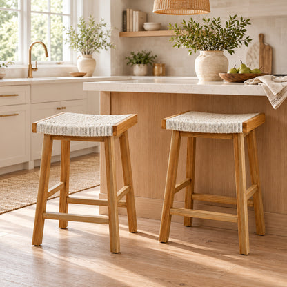 25.5-Inch Woven Counter Stools, Set of 2, Natural