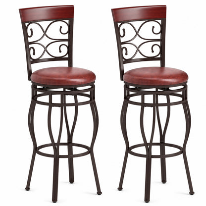 30-Inch Scroll-Back Swivel Bar Stools, Set of 2, Brown