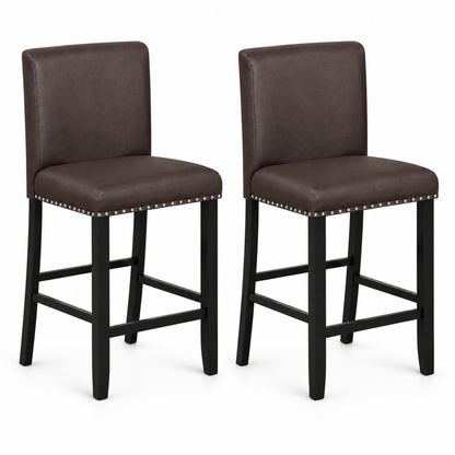 25.5-Inch Upholstered Counter Stools, Set of 2, Brown